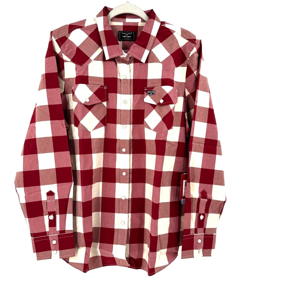 Kimes Ranch Malcom Buffalo Plaid Pearl Snap Shirt Women's XXL Red Landman NEW